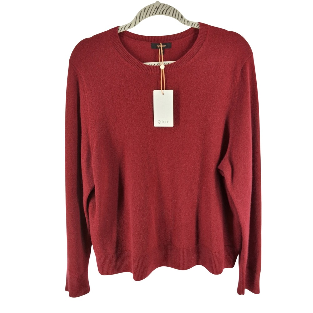 Quince 100% Grade-A Mongolian Cashmere Crewneck Sweater Crimson Red XL